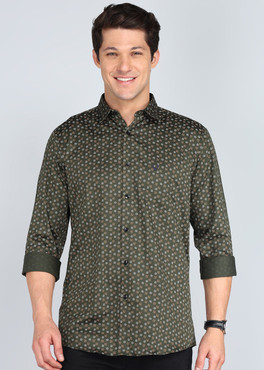 allen solly men solid casual green shirt