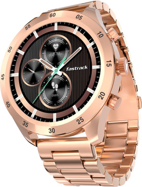 Fastrack Magnus FX2-1.32''UltraVU Display|Metal Design|SS Strap|SOS|AI Voice Assistant Smartwatch Rose Gold Strap, Free Size