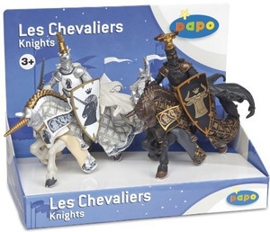 Papo Set Of 2 Knights With Horsesblack And White Set Of 2