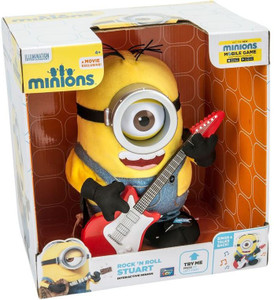 Minions stuart store interacts with guitar