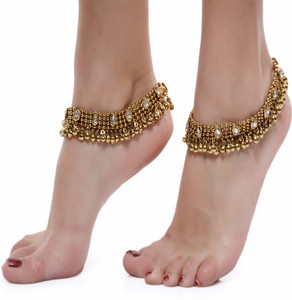 I Jewels Gold Plated Anklets for Girls & Women A019MG I Jewels Gold Plated Anklets for Girls & Women A019MG