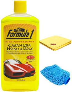 Formula1 1 Carnauba Wash Wax 473ml 1 X Static Mitt Glove Blue 1