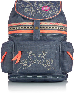 Shaun Design Embroidered Denim 8 L Medium Backpack