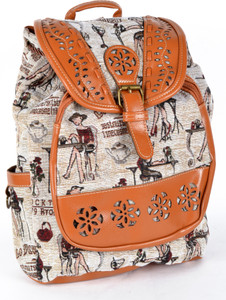 Kleio Designer laser Cut Printed Casual Canvas 16 L Backpack