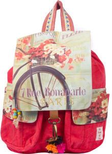 The House of Tara Printed Flaps Canvas 16 L Medium Backpack