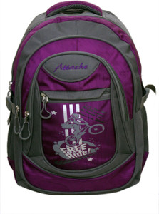Attache Stylish School Bag (Purple & Grey) 30 L Backpack