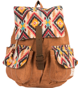 The House of Tara Canvas Ikkat Print Bag 16 L Medium Backpack