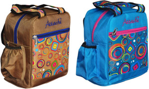 Attache Padded 1 Container Box Set of 2(Gloden & Blue) Waterproof School Bags