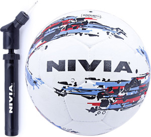 Nivia Storm Football + Double Action Ball Pump Football - Size: 5