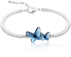 Yellow Chimes Alloy Swarovski Crystal Rhodium Bracelet