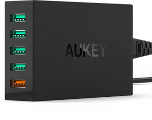 Aukey PA-T1 54W 5 Port USB Desktop Wall Charger QC 2.0 Mobile Charger