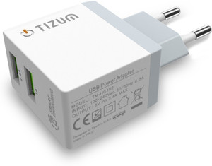 TIZUM 3.4A Dual USB Quick Smart Travel Wall Charger, Home Adapter With Auto Detect Technology For iPhones, iPads, Smartphones, Tabs Mobile Charger