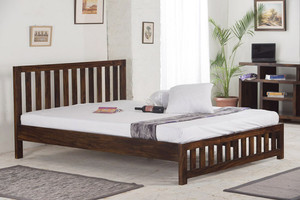 Homeedge Solid Wood Queen Bed Finish Color Light Walnut Best Price Home Edge Solid Wood Queen Bed