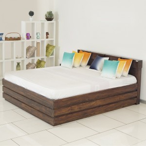 Godrej Interio Grande Solid Wood King Bed With Storagefinish Color Drak Brown