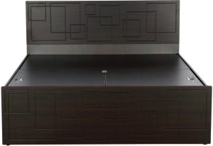 Godrej Interio Squadro Engineered Wood Queen Bed With Storage Finish Color Cinnamon