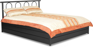 FurnitureKraft Burlington Metal Queen Bed With Storage