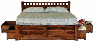 Induscraft Solid Wood Queen Bed With Storage