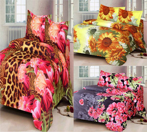 Uniqchoice Polyester 3d Printed Double Bedsheet 3 Double Bed Sheet