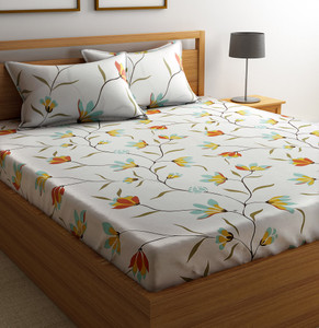 Flipkart SmartBuy 144 TC Cotton Double Floral Flat Bedsheet Buy