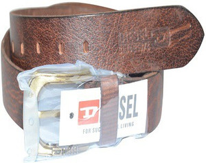 DIESEL Boys Brown Genuine Leather Belt Dark Brown Price in India