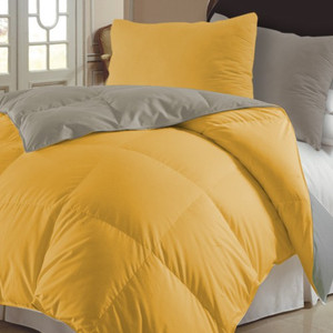 Comfylite Plain Double Quilts Comforters Grey And Yellow Comforter