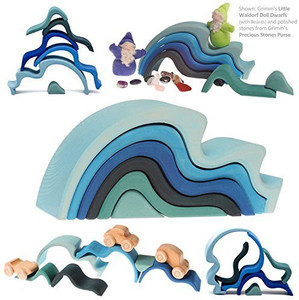 Grimm's Spiel and Holz Design Large WaterWaves Stacker - Nesting Wooden Wave Blocks,