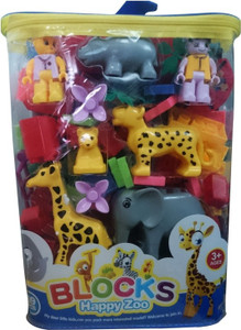 Shree Ji Enterprises Happy Zoo Animal Blocks Game 69 PCS
