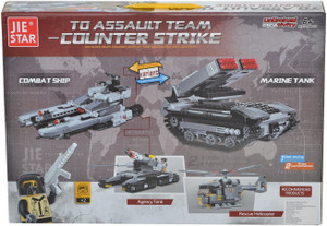 Planet of Toys 549 Pieces Block Set - 2 Variants - Marine Tank and Combat Ship