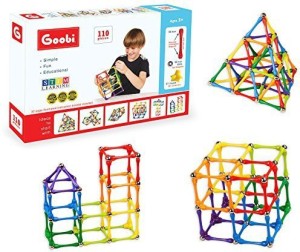 Goobi 110 Piece Construction Set with Instruction Booklet | STEM Learning | Assorted Rainbow colors