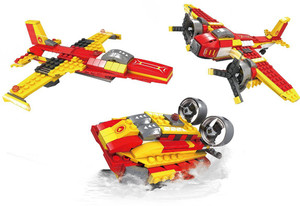 Fun Blox 3 in 1 Jet, Rotary-wing aircraft and Hovercraft Block Set