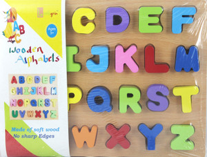 Little Grin 26 PCS WOODEN ABC ALPHABETS CUT OUT BLOCKS FOR TODDLERS AND PRE SCHOOLERS