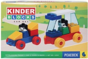 Peacock Kinder Blocks Car Set - Toy Building Set for Children
