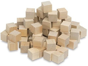 Hygloss 9541 Unfinished Wood Blocks Cubes, 3/4-Inch, Natural, Set of 72
