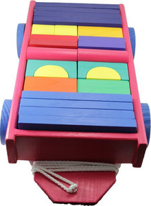 Enigmatic Woodworks Cartfull of Building Blocks-Wooden