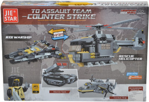 Planet of Toys 551 Pieces Block Set. 2 Variants - Rescue Helicopter and Jedi Warship