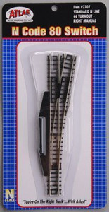 Atlas Code 80 Nickel Silver #6 Manual Switch Right Atlas Trains