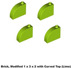 Lego Lego Parts: Brick, Modified 1 x 3 x 2 with Curved Top (PACK of 4 - Lime)
