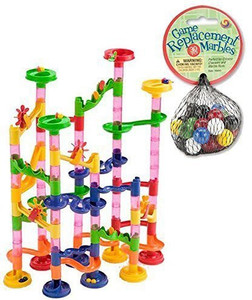 Mega Fun Marble Run 75 Piece Set +30 Marbles (Total 105 Pc Set!)