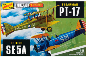 Lindberg USA 1/48 Scale Stearman PT-17 and British S.E.5A Value Pack Plastic Model Kit