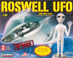 Lindberg USA 1/48 Scale Roswell UFO with Alien Crew Plastic Model Kit