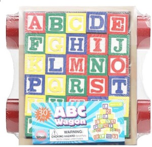 NM 30 Piece ABC Stack N' Build Wagon Blocks with Learning Pictures Kids Toy