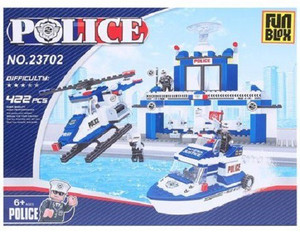 Fun Blox Police Headquarter Blocks Blue And White - 422 Pieces