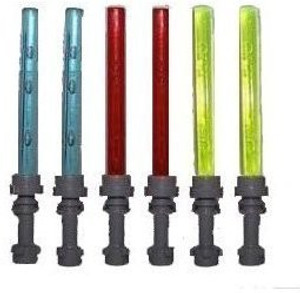 Lego Lot of 6 Lightsaber for Small Minifigures (2 Red, 2 Blue, 2 Yellow)