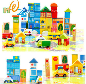 Montez 62 Pcs City Blocks educational wooden toys