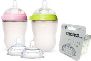 Comotomo Natural Feel Bundle 4 Items 8 Ounce Baby Bottles Pink