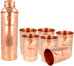 Frabjous pure 6 Copper Tumbler Glass with 900 ml Bottle
