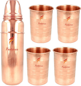 Frabjous 100% pure copper 4 set of 300ml glass with 900 ml Bottle