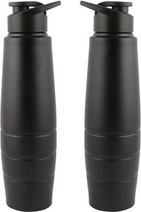 Zafos Zafos Classic 1000 ml Water Bottle (Set of 2, Black) 1000 ml Sipper