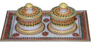 Mne Dry Fruits Boxes Marble Bowl Set