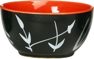 Caffeine Katori Soup in Glossy Black & Red Dualshade leaf (Set of 1) Handmade Stoneware Bowl
